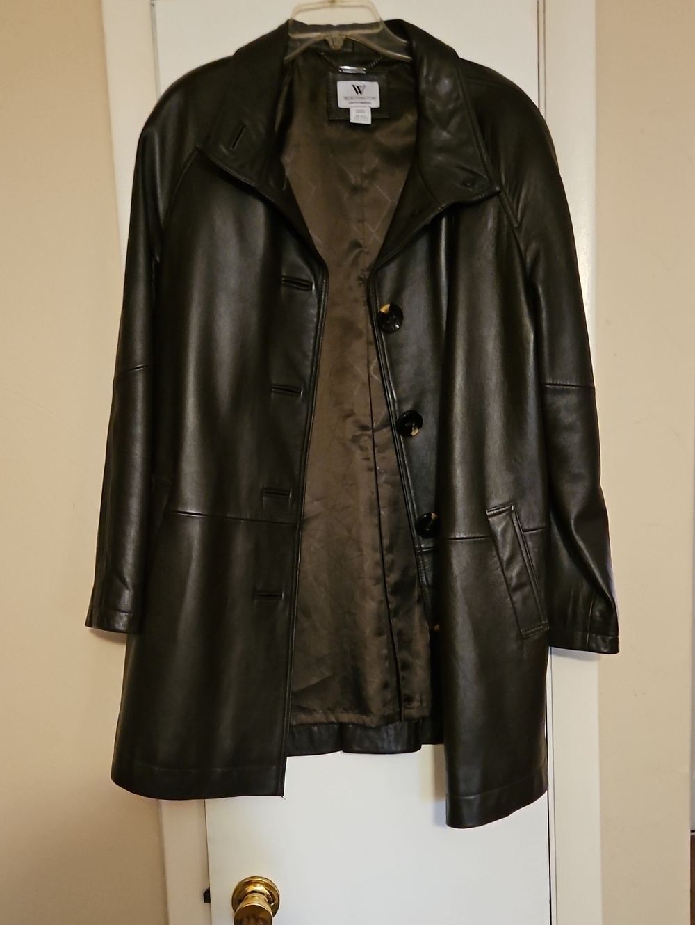 Worthington Brown Lambskin Leather Jacket with Button Front